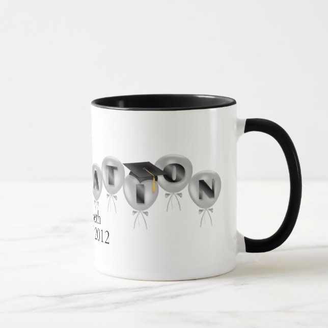 Class of 2012 Balloons with grad Caps Graduation Mug (Right)