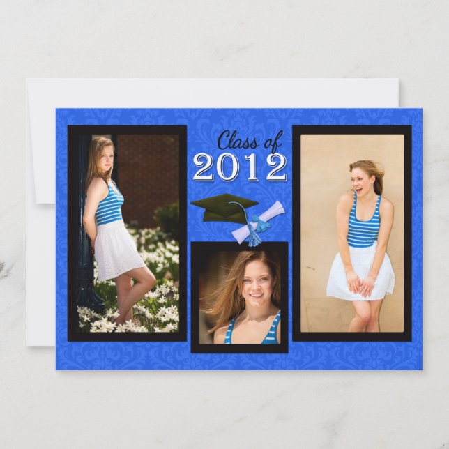 Class of 2012 Blue Damask Graduation Invitation (Front)