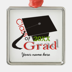 Class of 2012 Grad Graduation cap custom ornaments