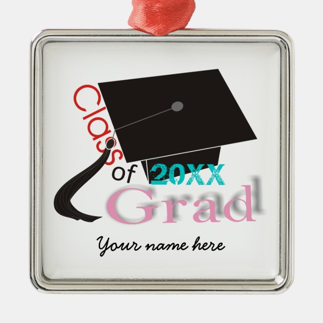 Class of 2012 Grad Graduation cap custom ornaments (Front)