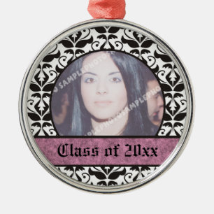 Class of 2012 Grad Graduation damask photo Metal Ornament
