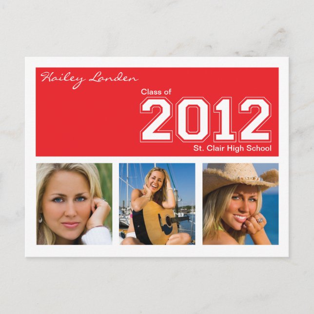 Class of 2012 Graduation Invitation Postcard | Red (Front)