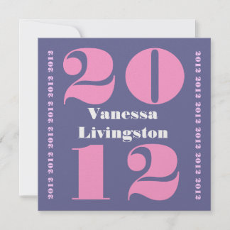 Class of 2012 Graduation Purple Pink Square Ver. 2 Invitation