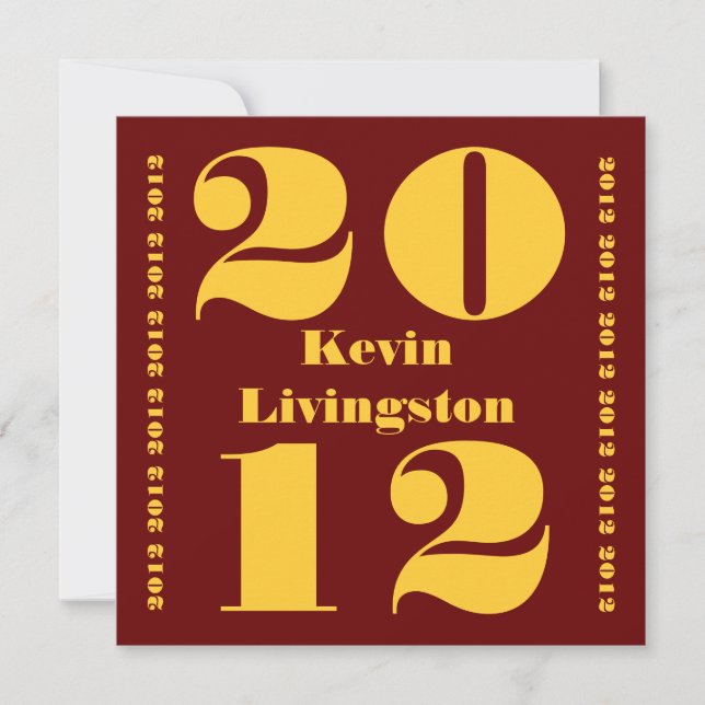 Class of 2012 Graduation Red Gold Square Invite (Front)