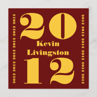 Class of 2012 Graduation Red Gold Square Invite