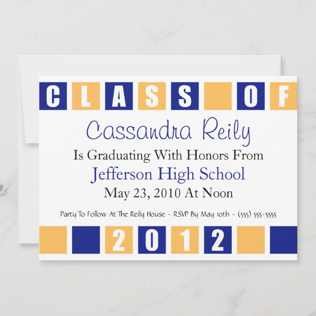 Class Of 2012 Invitation (Blue / Gold Boxes) (Front)