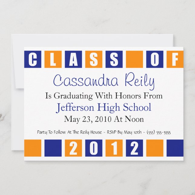Class Of 2012 Invitation (Blue / Orange Boxes) (Front)