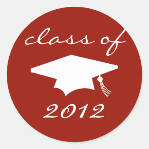 Class Of 2012 Label (Maroon Graduation Cap)