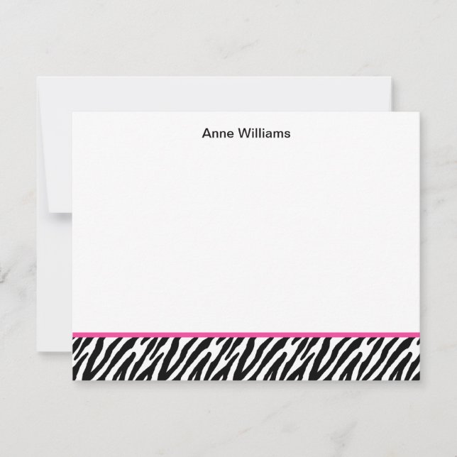 Class of 2012 Pink Black Zebra Stripe Thank You Note Card (Front)
