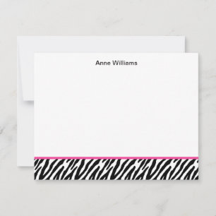 Class of 2012 Pink Black Zebra Stripe Thank You Note Card
