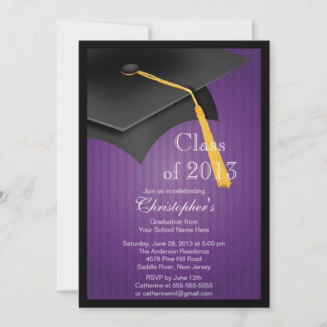 Class of 2013 Black Grad Cap Graduation Party Invitation (Front)