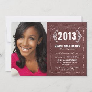 Class of 2013 Chalkboard Graduation Photo Invite