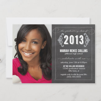 Class of 2013 Chalkboard Graduation Photo Invite