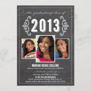 Class of 2013 Chalkboard Graduation Photo Invite