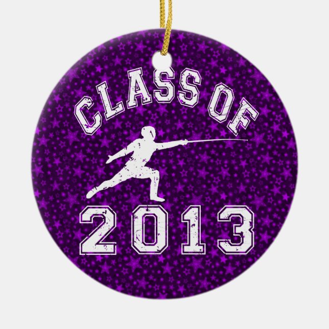 Class Of 2013 Fencing Ceramic Tree Decoration (Front)