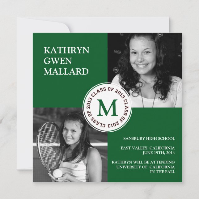 Class of 2013 graduation announcement forest green (Front)