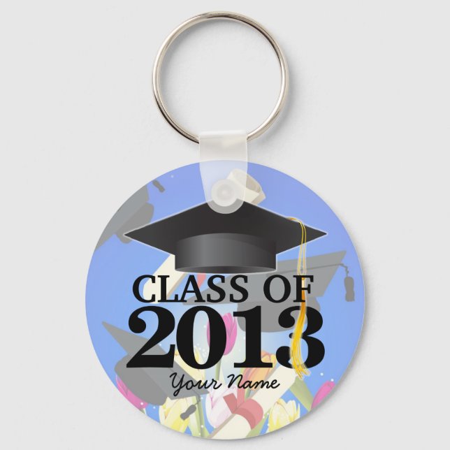 Class of 2013 Graduation Key-Chain blue Key Ring (Front)