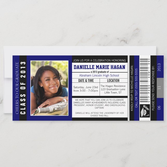 Class of 2013 Graduation VIP Admission Ticket Invitation (Front)