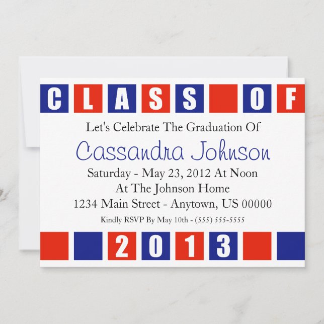 Class Of 2013 Invitation (Red / Blue Boxes) (Front)