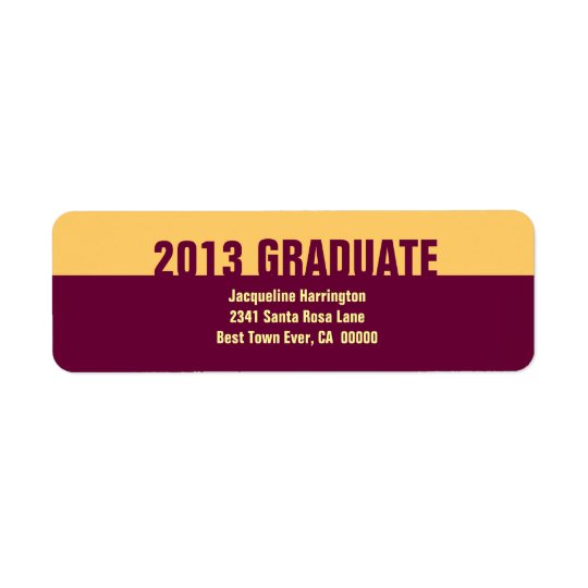Class of 2013 or ANY YEAR Graduation Gold Maroon 2 Return Address Label