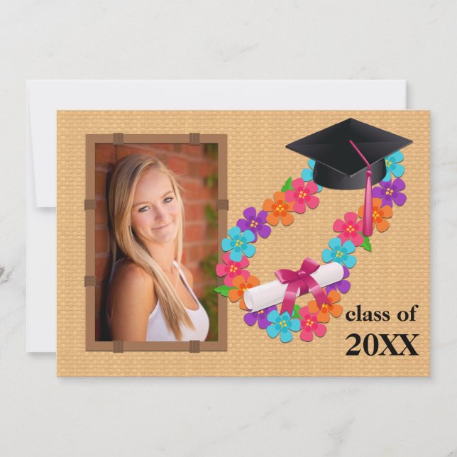 Class of 2013 Pink Lei Graduation Invitation (Front)