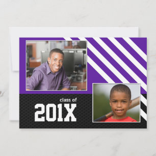 Class of 2013 Purple Black and White Graduation Invitation