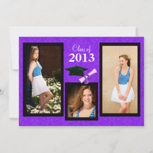 Class of 2013 Purple Damask Graduation Invitation
