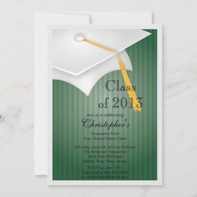 Class of 2013 White Grad Cap Graduation Party Invitation (Front)