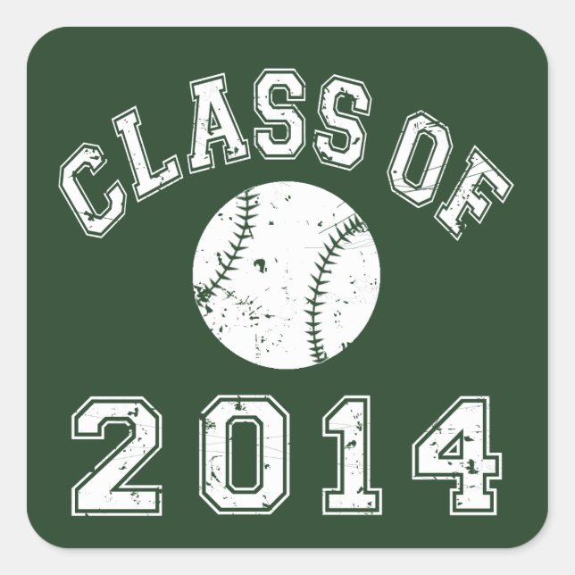 Class Of 2014 Baseball Square Sticker (Front)