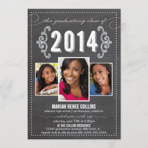 Class of 2014 Chalkboard Graduation Photo Invite