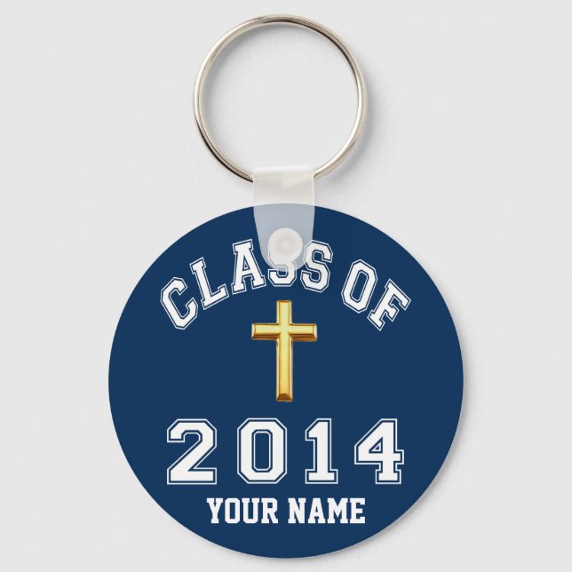 Class Of 2014 Christian Cross Key Ring (Front)