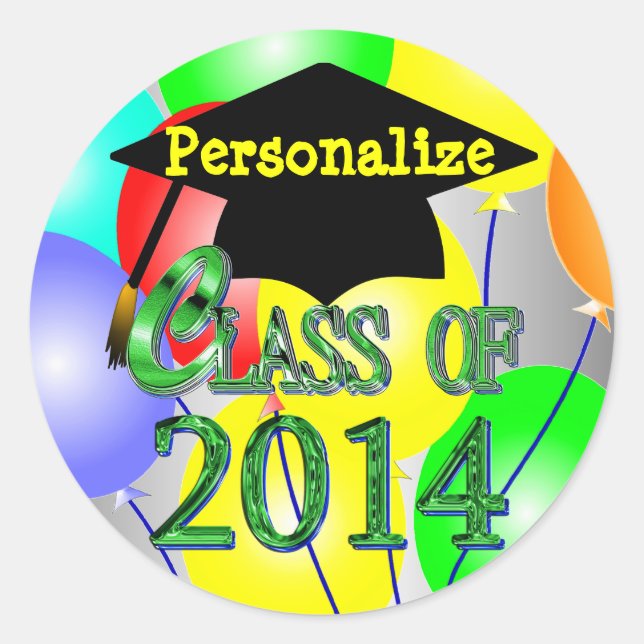Class Of 2014 Colourful Balloons Stickers (Front)
