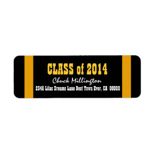 Class of 2014 or ANY YEAR Gold Stripes V008 Return Address Label