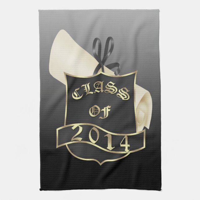 Class of 2014 Shield and Diploma Tea Towel (Vertical)