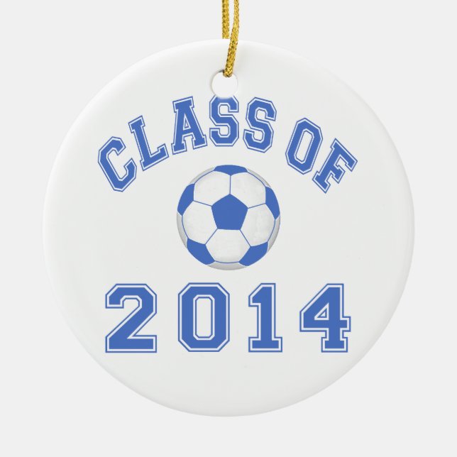 Class Of 2014 Soccer - Blue Ceramic Tree Decoration (Front)