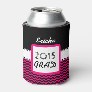 Class of 2015 ANY YEAR Custom Name Pink Chevrons 6 Can Cooler