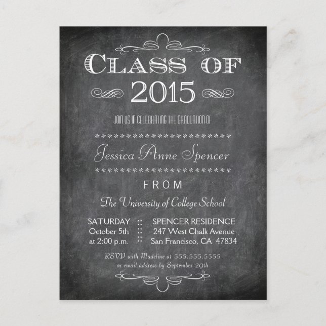 Class of 2015 chalkboard graduation party invite (Front)