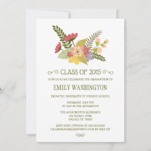 Class of 2015 flowers bouquet graduation party invitation