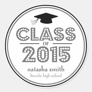 Class Of 2015 Graduation Favour (Grey / Black) Classic Round Sticker
