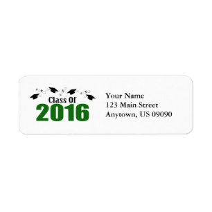Class Of 2016 Caps And Diplomas (Green) Return Address Label