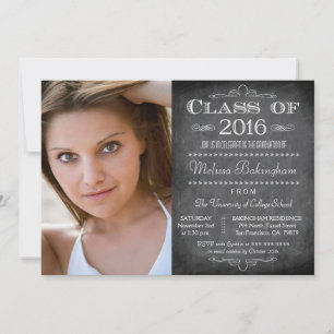 Class of 2016 chalkboard photo graduation party invitation