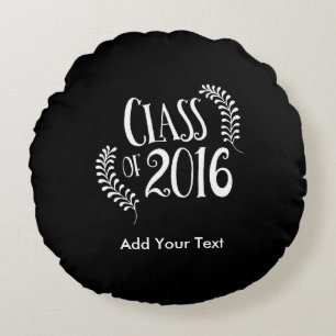 Class of 2016 Gothic Black and White Round Cushion