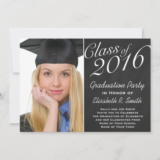 Class of 2016 Graduation Party Chalkboard Portrait Invitation (Front)