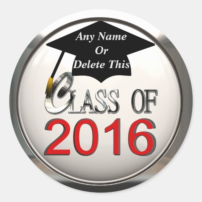 Class Of 2016 Red & Silver Graduation Stickers (Front)