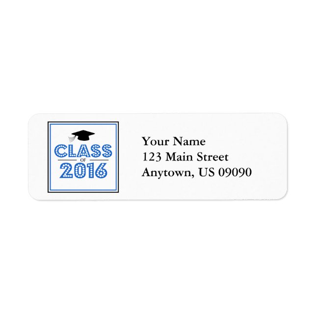 Class Of 2016 Return Address Labels (Blue / Black) (Front)