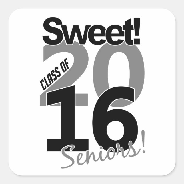 Class of 2016 stickers, customisable square sticker (Front)