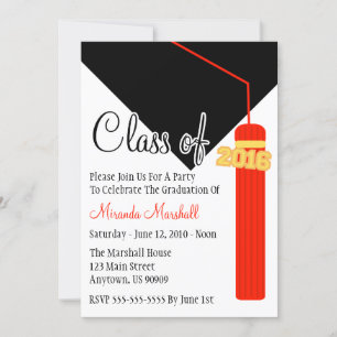 Class Of 2016 Tassel Graduation Invite (Red)