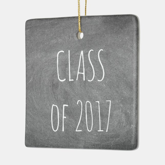 Class of 2017 Black Grey Chalkboard Blackboard Ceramic Tree Decoration (Left)