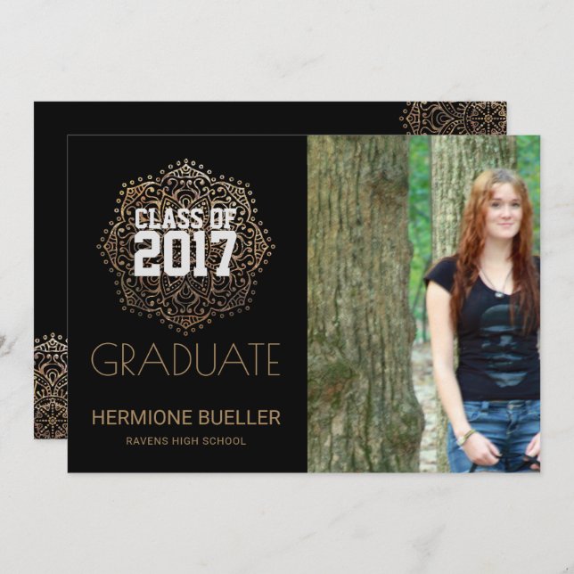 Class of 2017 Boho Mandala | Photo Graduation Invitation (Front/Back)