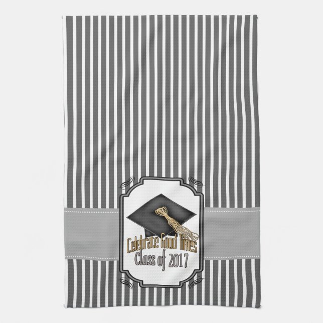 Class of 2017 Celebrate Good Times Graduation Gift Tea Towel (Vertical)